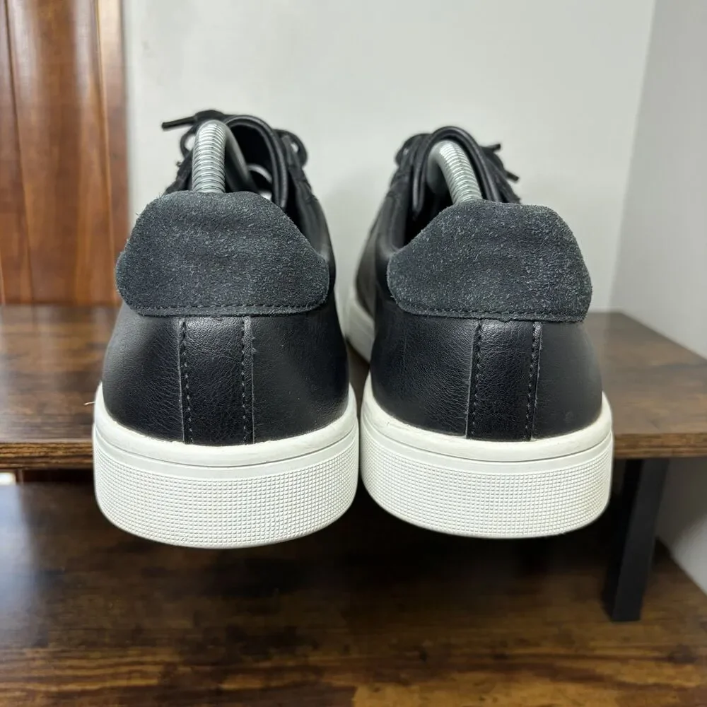 Size 11 Mens - Tommy Hilfiger Black Leather Low Top Sneakers Shoes Italy